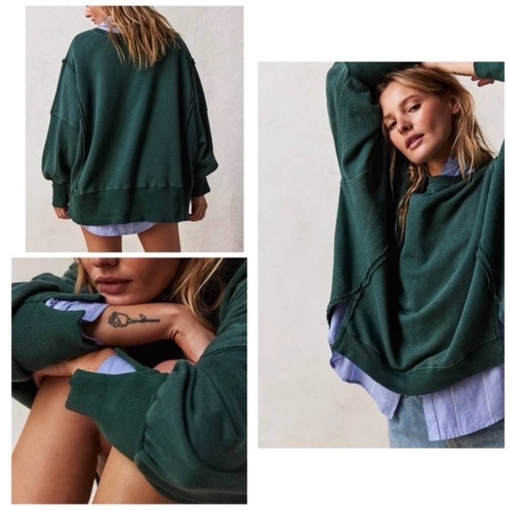 Free People Camden Crop Sweatshirt in Spruce
